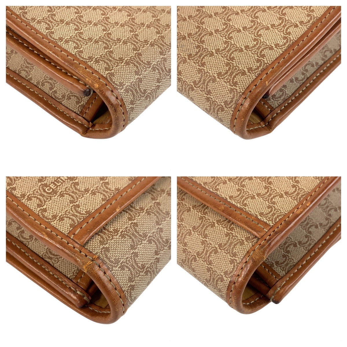 CELINE Clutch bag M08 PVC, Leather Brown Gold Metal Clutch bag business bag Macadam Women Used Authentic