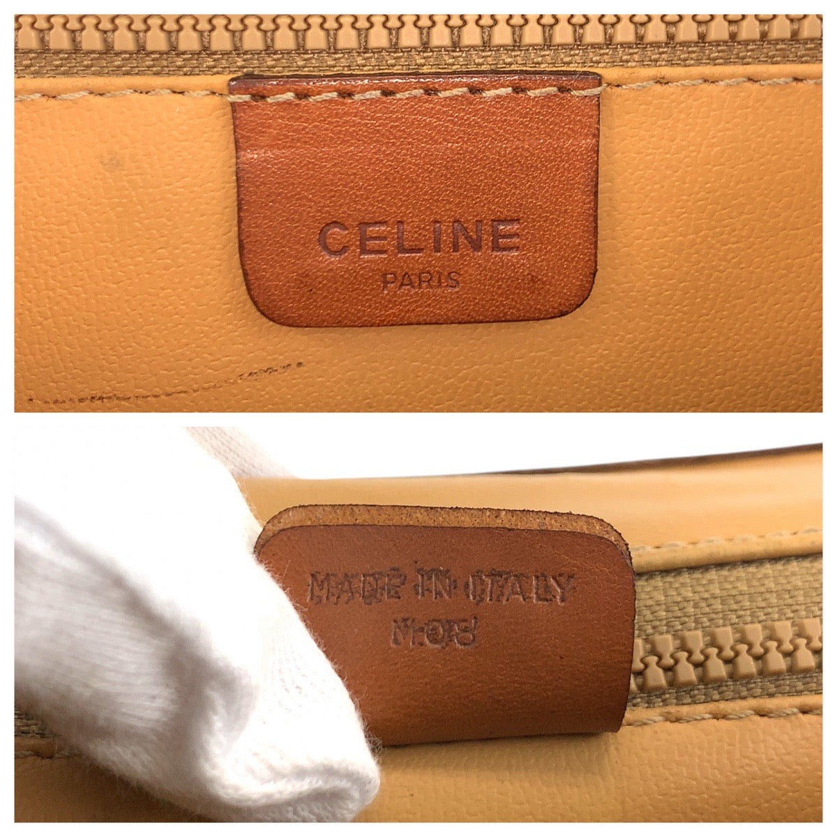 CELINE Clutch bag M08 PVC, Leather Brown Gold Metal Clutch bag business bag Macadam Women Used Authentic
