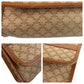 CELINE Clutch bag M08 PVC, Leather Brown Gold Metal Clutch bag business bag Macadam Women Used Authentic