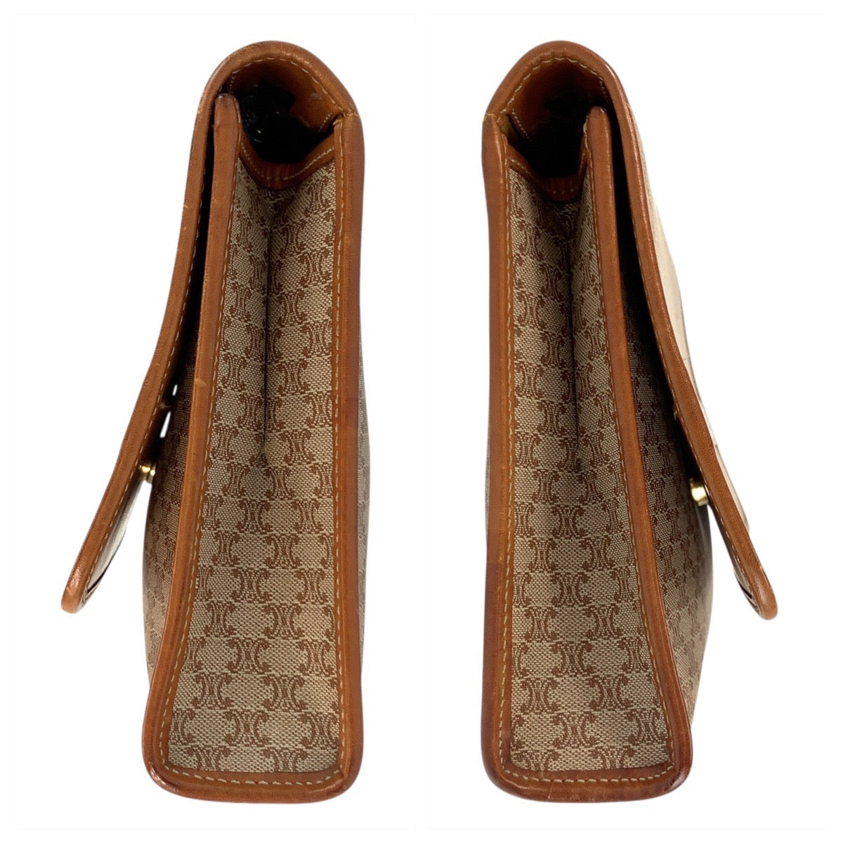 CELINE Clutch bag M08 PVC, Leather Brown Gold Metal Clutch bag business bag Macadam Women Used Authentic