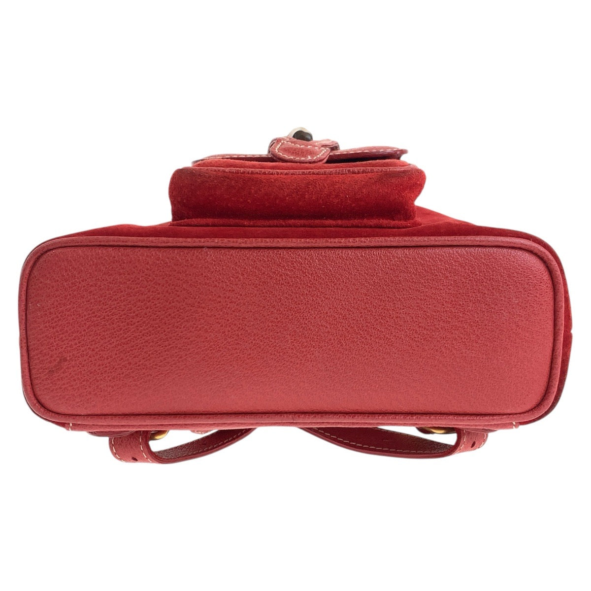 GUCCI Backpack 003 2034 0030 Suede Red Gold Metal Bamboo