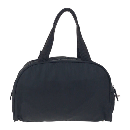PRADA Tote Bag Nylon Black SilverMetal Tote Bag handbag Test Triangle With logo Women Used Authentic