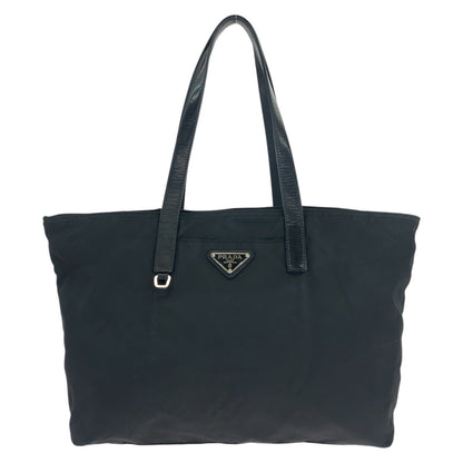PRADA Tote Bag Nylon Black SilverMetal Test Triangle With logo