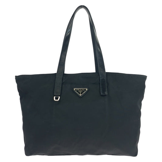 PRADA Tote Bag Nylon Black SilverMetal Test Triangle With logo