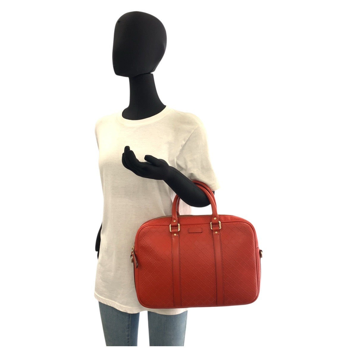 GUCCI Business bag 344357 leather Red Gold Metal Business bag Briefcase Unisex Diamante mens Used Authentic