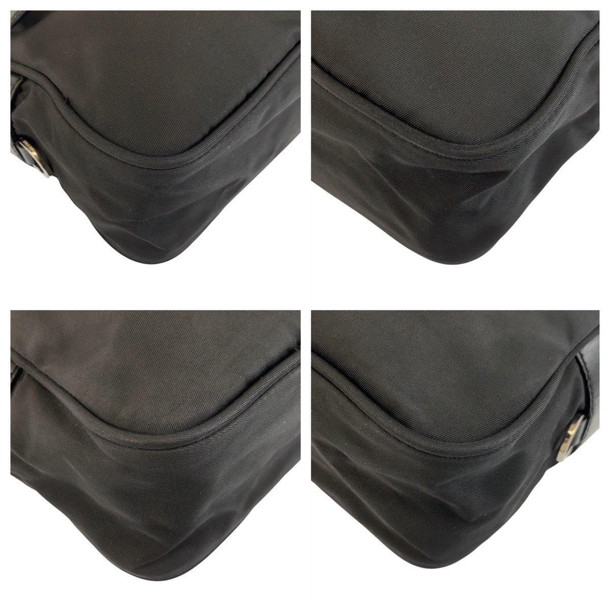 PRADA Shoulder Bag Nylon Black Silver Metal Test Triangle With logo