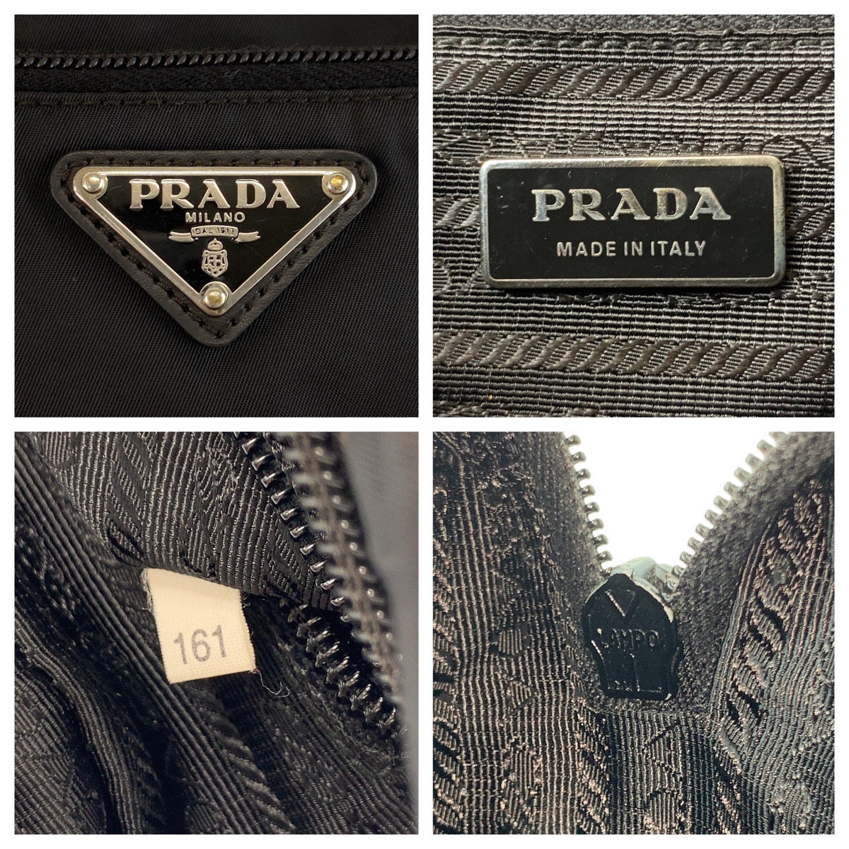 PRADA Shoulder Bag Nylon Black Silver Metal Test Triangle With logo