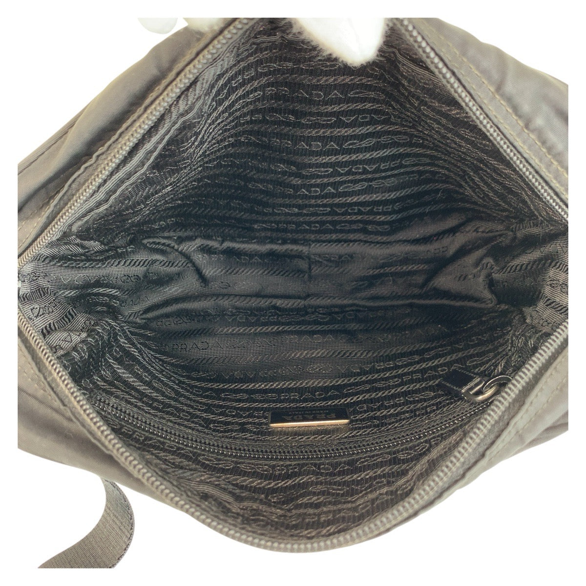 PRADA Shoulder Bag Nylon Black Silver Metal Test Triangle With logo