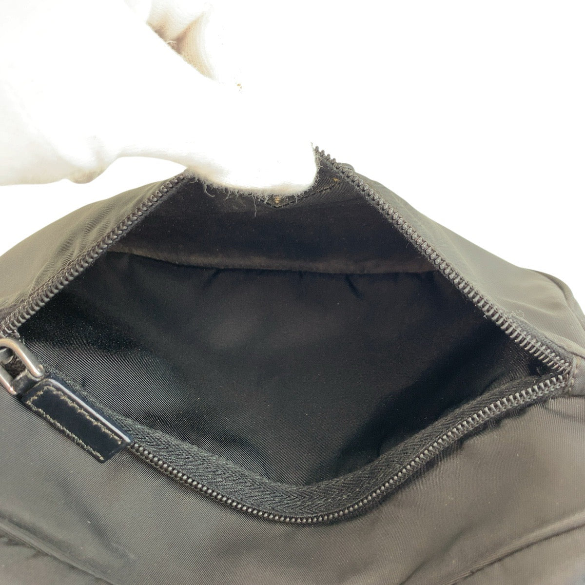 PRADA Shoulder Bag Nylon Black Silver Metal Test Triangle With logo