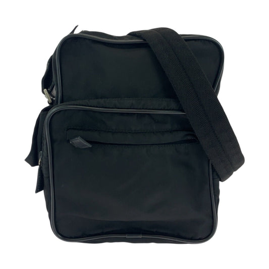 PRADA Shoulder Bag Nylon Black Silver Metal Test Triangle With logo