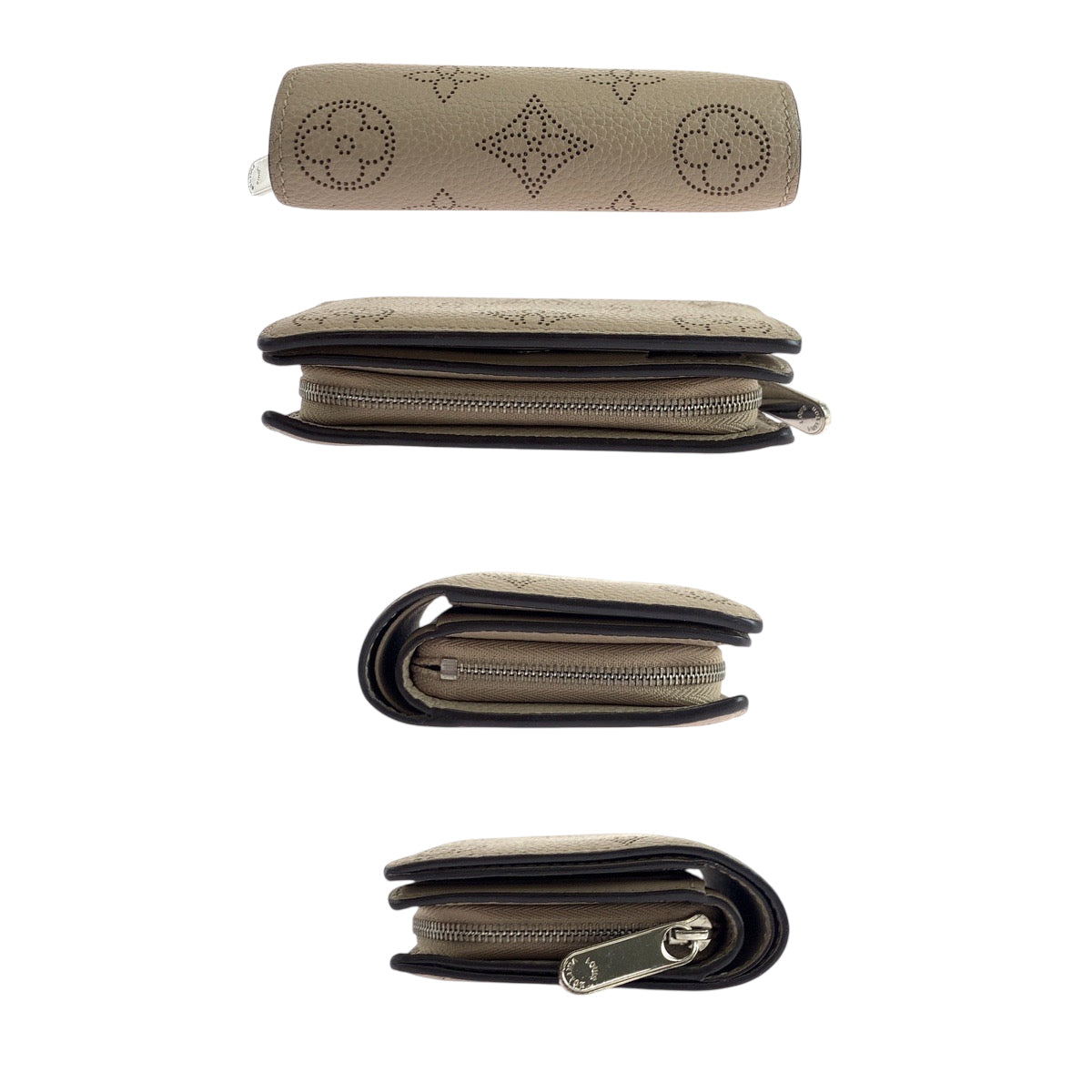 LOUIS VUITTON Bifold Wallet M80817 leather Galle Beige SilverMetal Folding wallet Compact wallet Monogram Mahina Portefeuille Claire Women Used Authentic