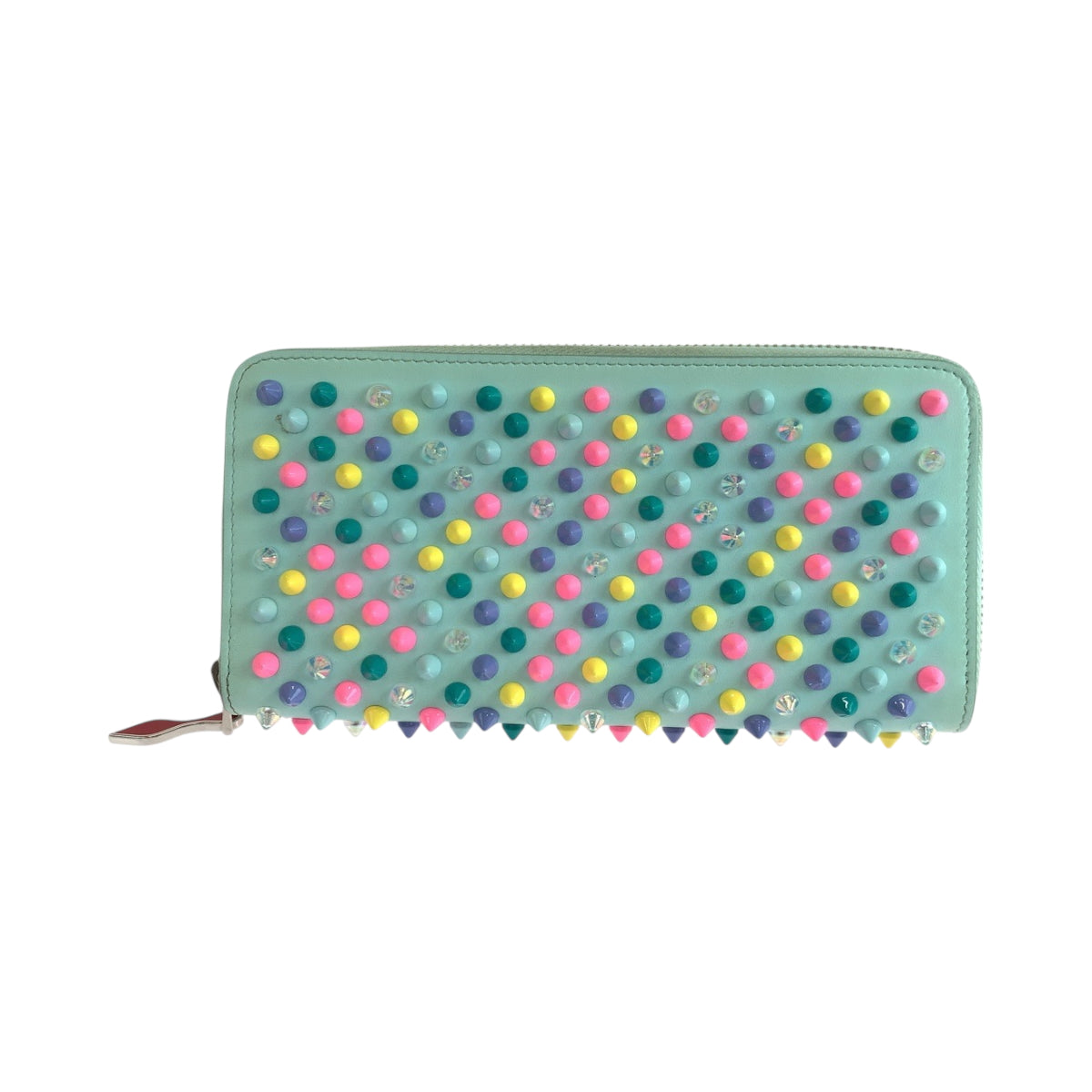 Christian Louboutin Long Wallet Purse leather Blue Multicolor SilverMetal Panettone