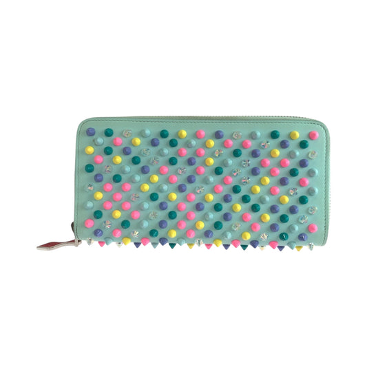 Christian Louboutin Long Wallet Purse leather Blue Multicolor SilverMetal Panettone