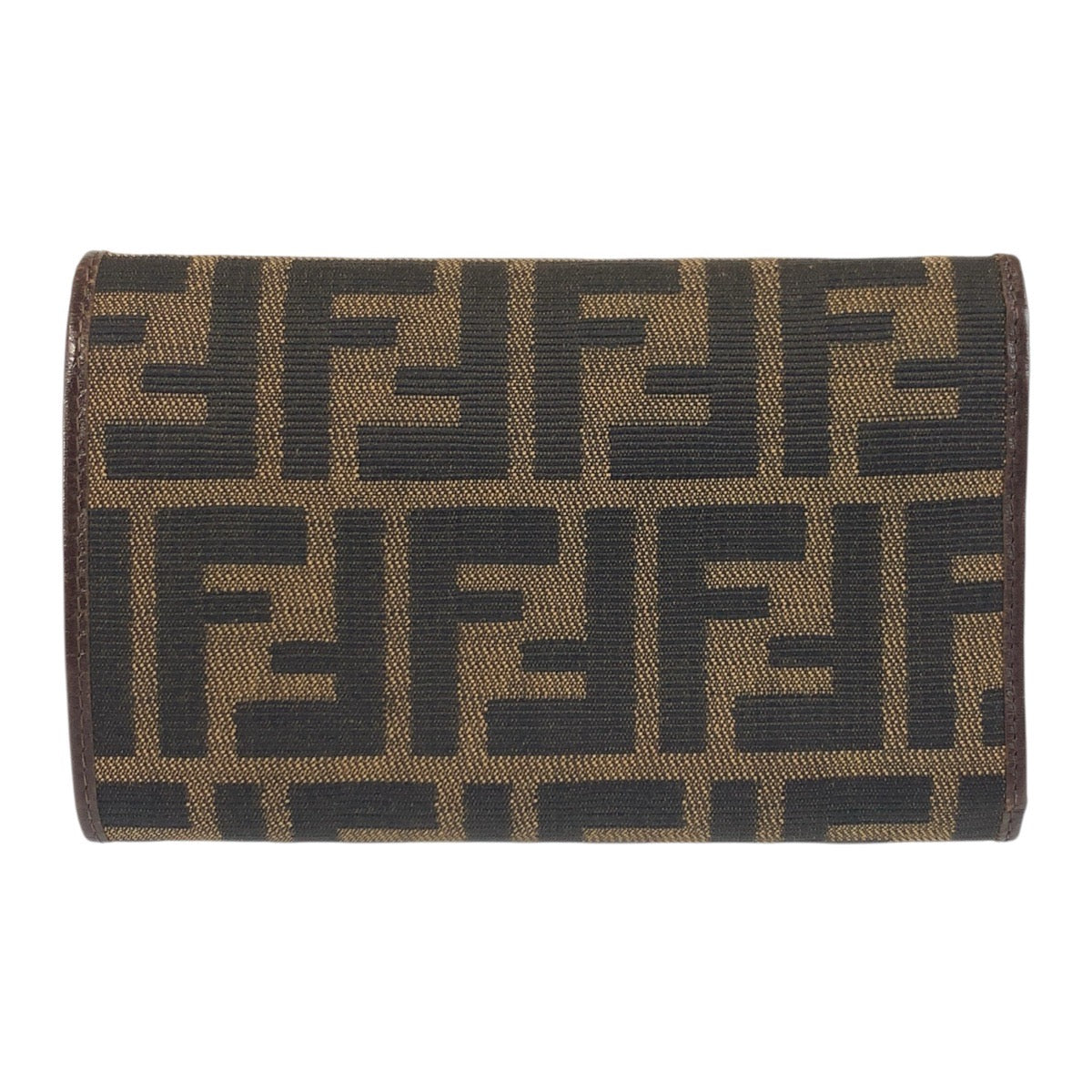 FENDI Tri-fold wallet 07-15829/0-012 canvas Brown Silver Metal Folding Wallet Compact Wallet Zucca Women Used Authentic