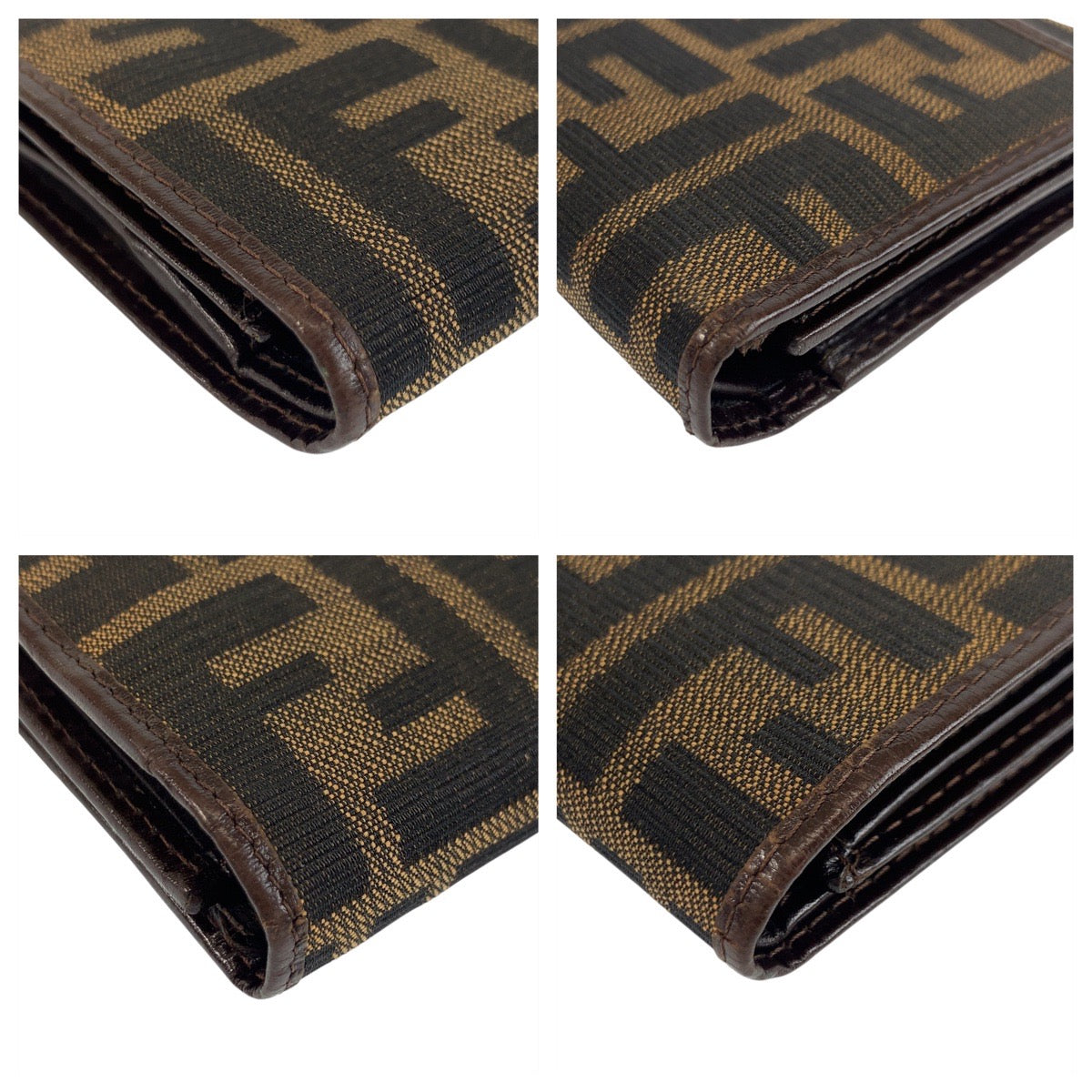 FENDI Tri-fold wallet 07-15829/0-012 canvas Brown Silver Metal Folding Wallet Compact Wallet Zucca Women Used Authentic