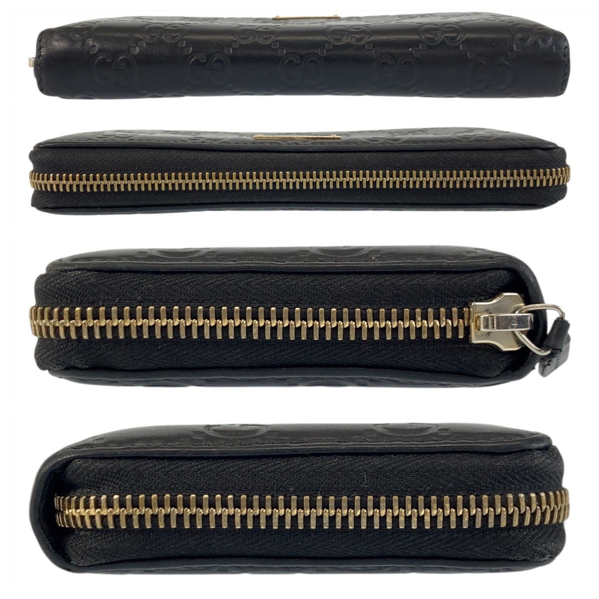 GUCCI Long Wallet Purse 112724 leather Black GoldMetal Long Wallet Purse Guccisima Women Used Authentic