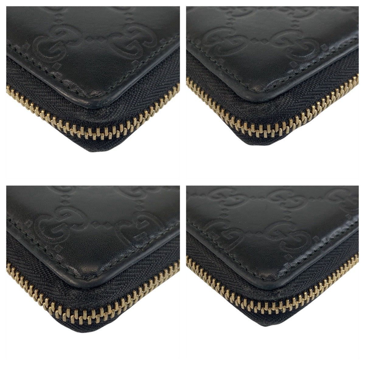 GUCCI Long Wallet Purse 112724 leather Black GoldMetal Long Wallet Purse Guccisima Women Used Authentic