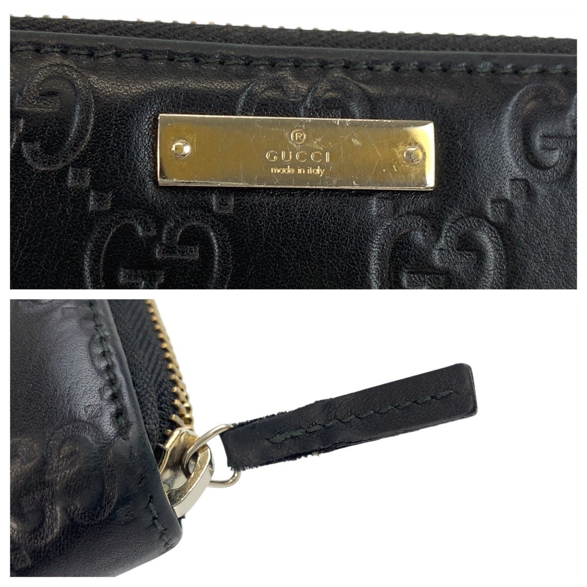 GUCCI Long Wallet Purse 112724 leather Black GoldMetal Long Wallet Purse Guccisima Women Used Authentic