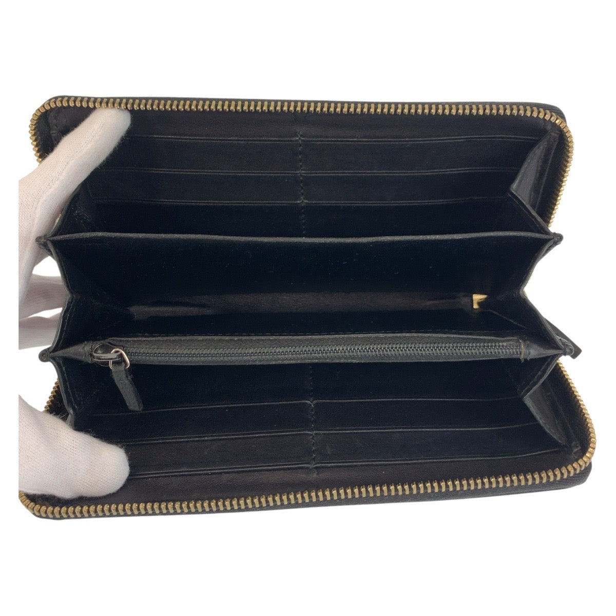 GUCCI Long Wallet Purse 112724 leather Black GoldMetal Long Wallet Purse Guccisima Women Used Authentic