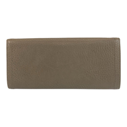 PRADA Long Wallet Purse leather Greige Gold Metal Long Wallet Purse logo Women Used Authentic