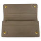 PRADA Long Wallet Purse leather Greige Gold Metal Long Wallet Purse logo Women Used Authentic