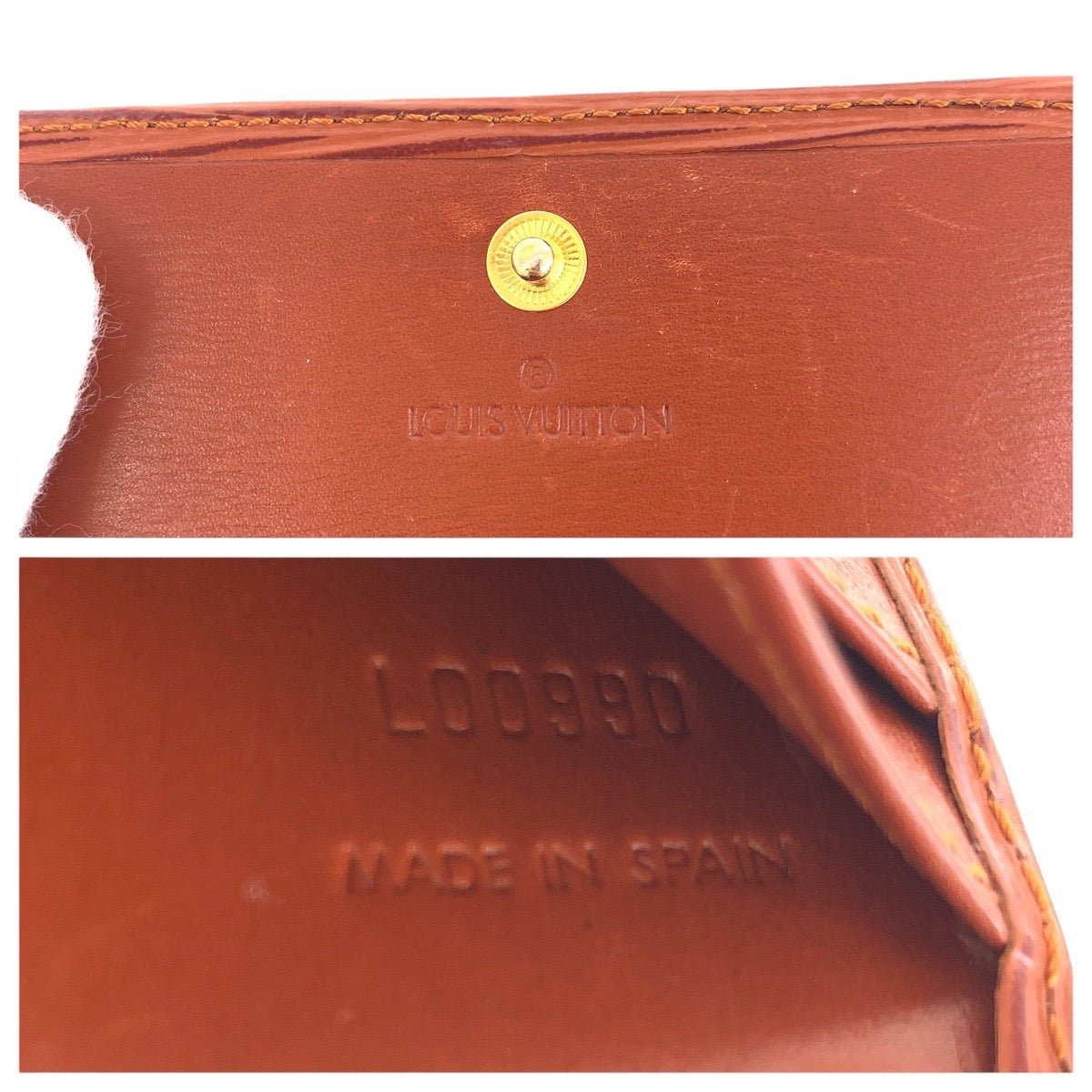LOUIS VUITTON Tri-fold wallet M63483 leather Kenya Brown Brown Gold Metal Folding Wallet Compact Wallet Epi Porto Monevier Cartes Crdit Women Used Authentic