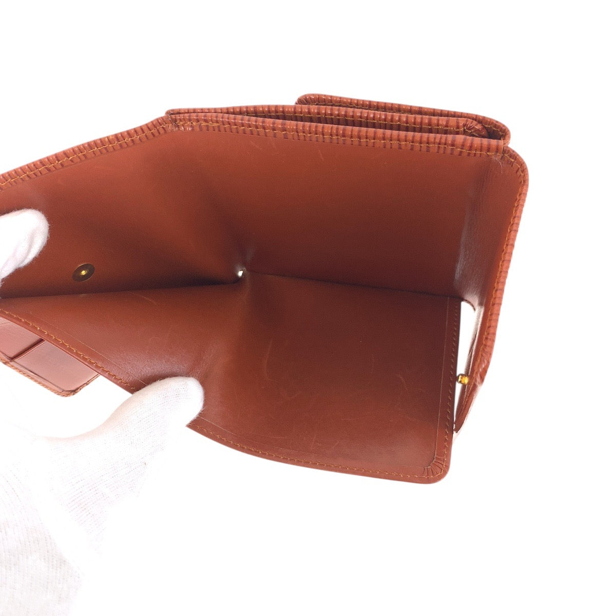 LOUIS VUITTON Tri-fold wallet M63483 leather Kenya Brown Brown Gold Metal Folding Wallet Compact Wallet Epi Porto Monevier Cartes Crdit Women Used Authentic