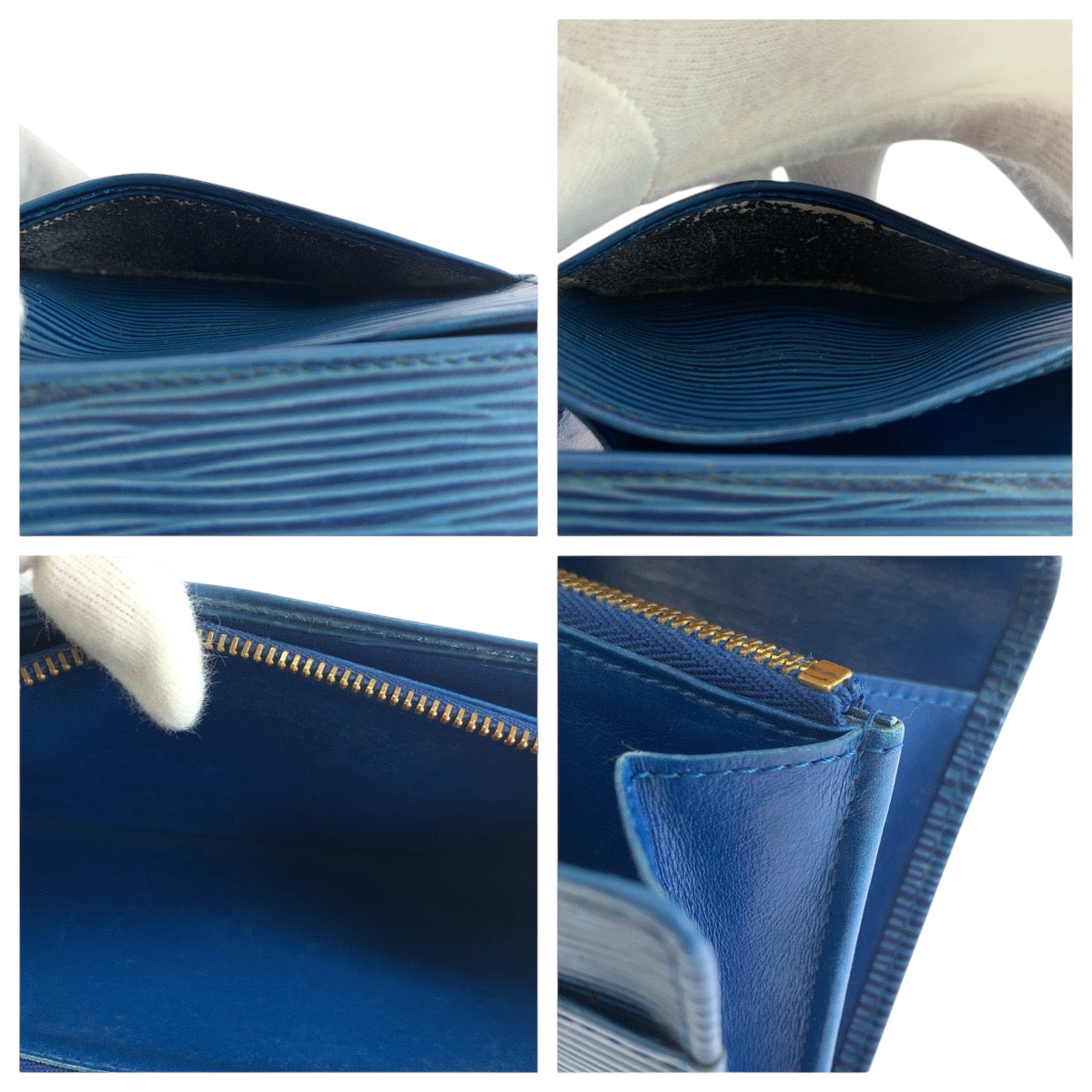 LOUIS VUITTON Long Wallet Purse M6359G Epi Leather Blue GoldMetal Long Wallet Purse Epi Porto Monnet Credit Women Used Authentic