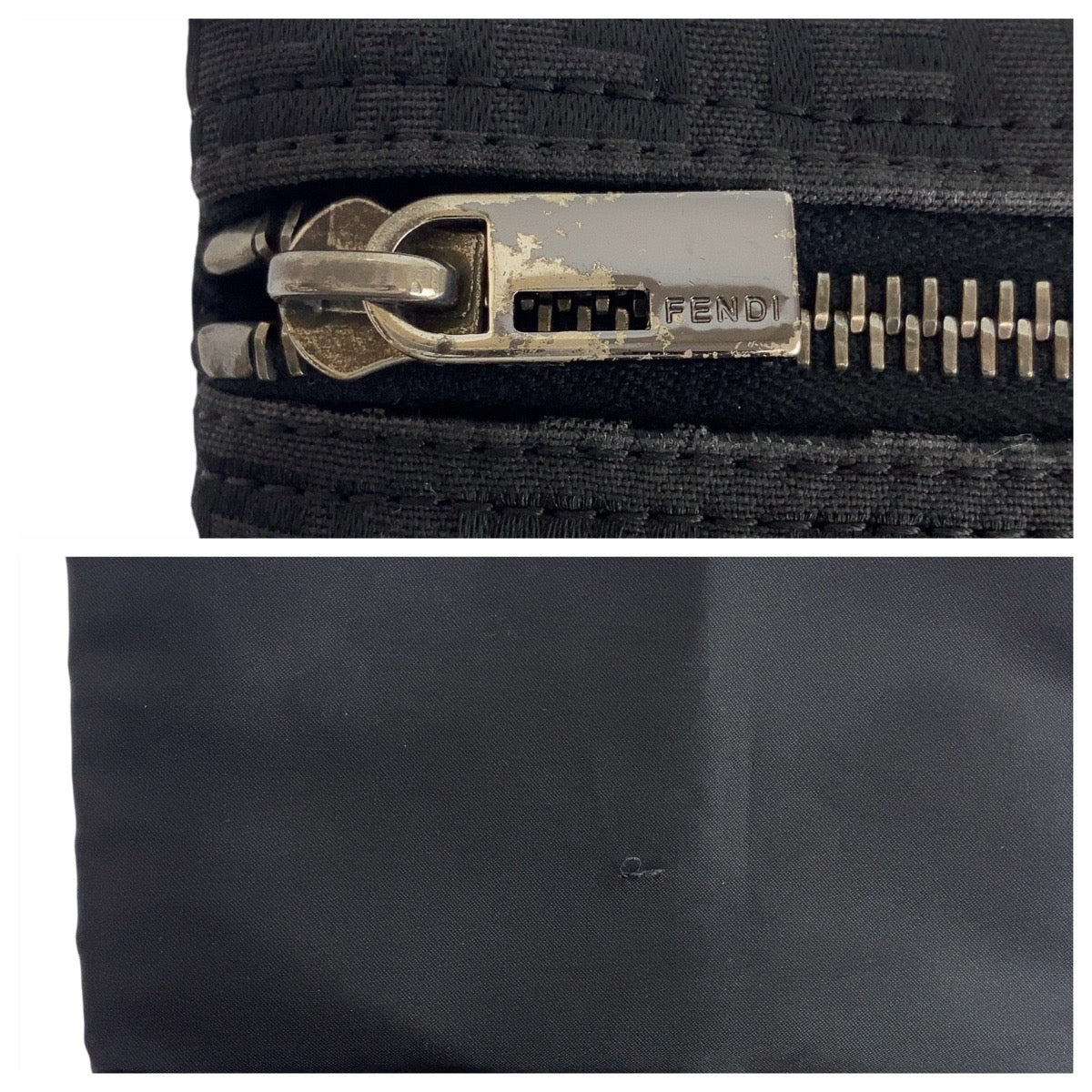 FENDI Pouch 7N0012 Nylon Black SilverMetal Pouch pouch Zucchino Women Used Authentic