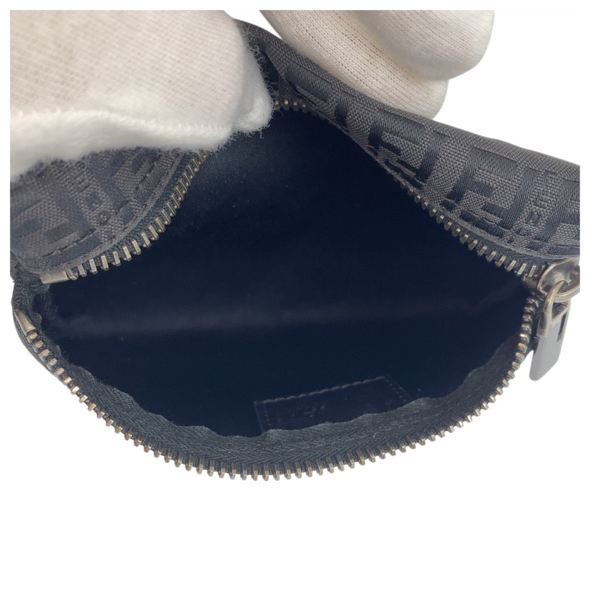 FENDI Pouch 7N0012 Nylon Black SilverMetal Pouch pouch Zucchino Women Used Authentic