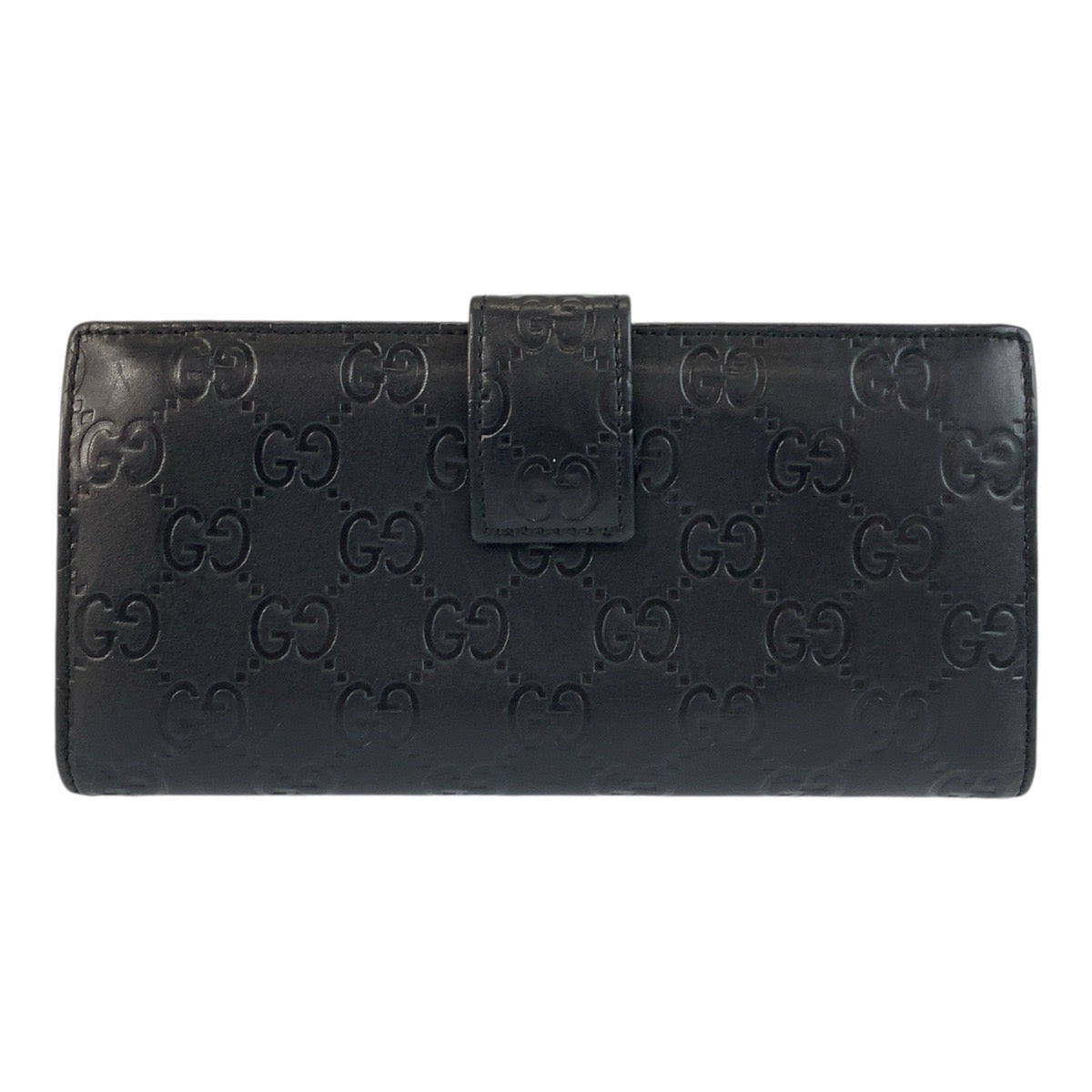 GUCCI Long Wallet Purse 112715 leather Black GoldMetal Long Wallet Purse Guccisima Women Used Authentic