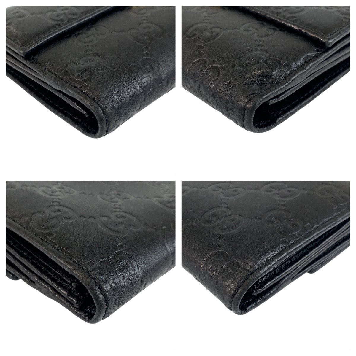 GUCCI Long Wallet Purse 112715 leather Black GoldMetal Long Wallet Purse Guccisima Women Used Authentic
