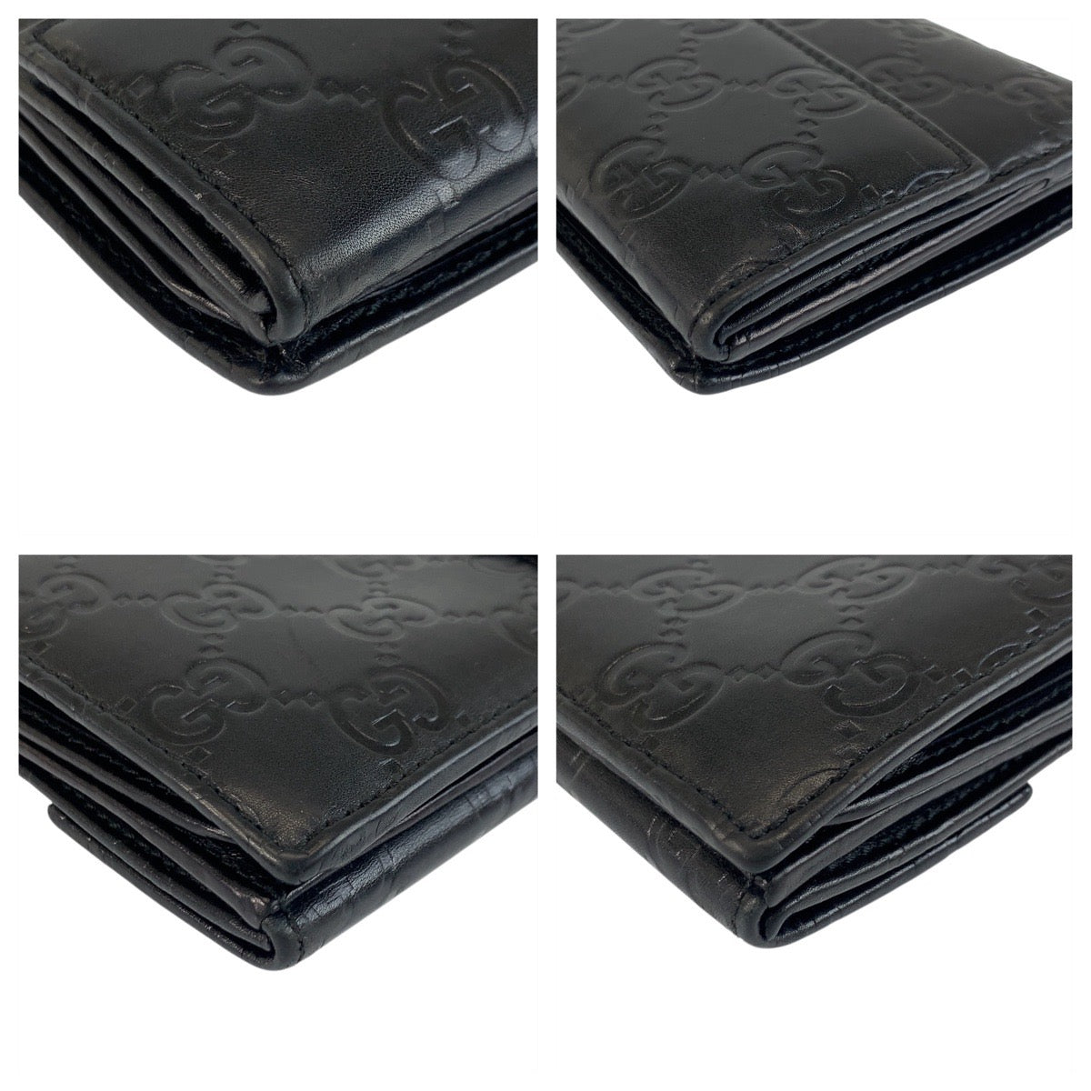 GUCCI Long Wallet Purse 112715 leather Black GoldMetal Long Wallet Purse Guccisima Women Used Authentic
