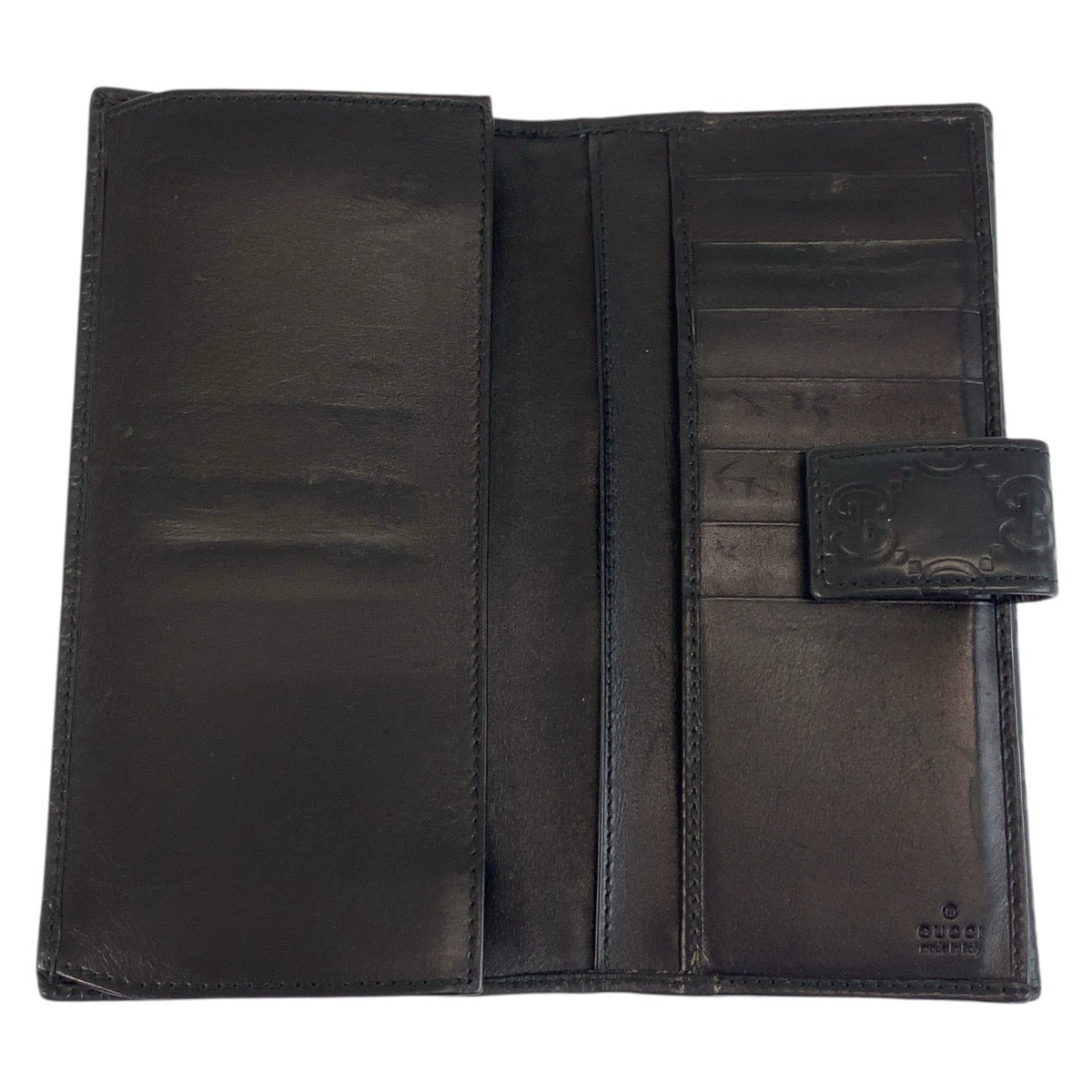 GUCCI Long Wallet Purse 112715 leather Black GoldMetal Long Wallet Purse Guccisima Women Used Authentic