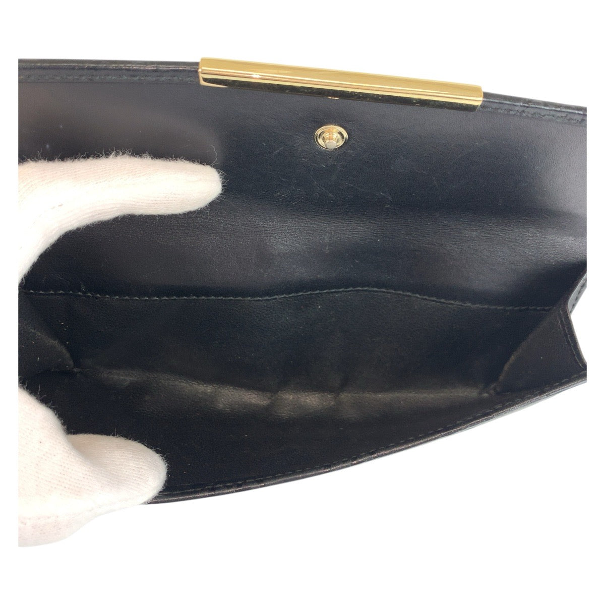 GUCCI Long Wallet Purse 112715 leather Black GoldMetal Long Wallet Purse Guccisima Women Used Authentic