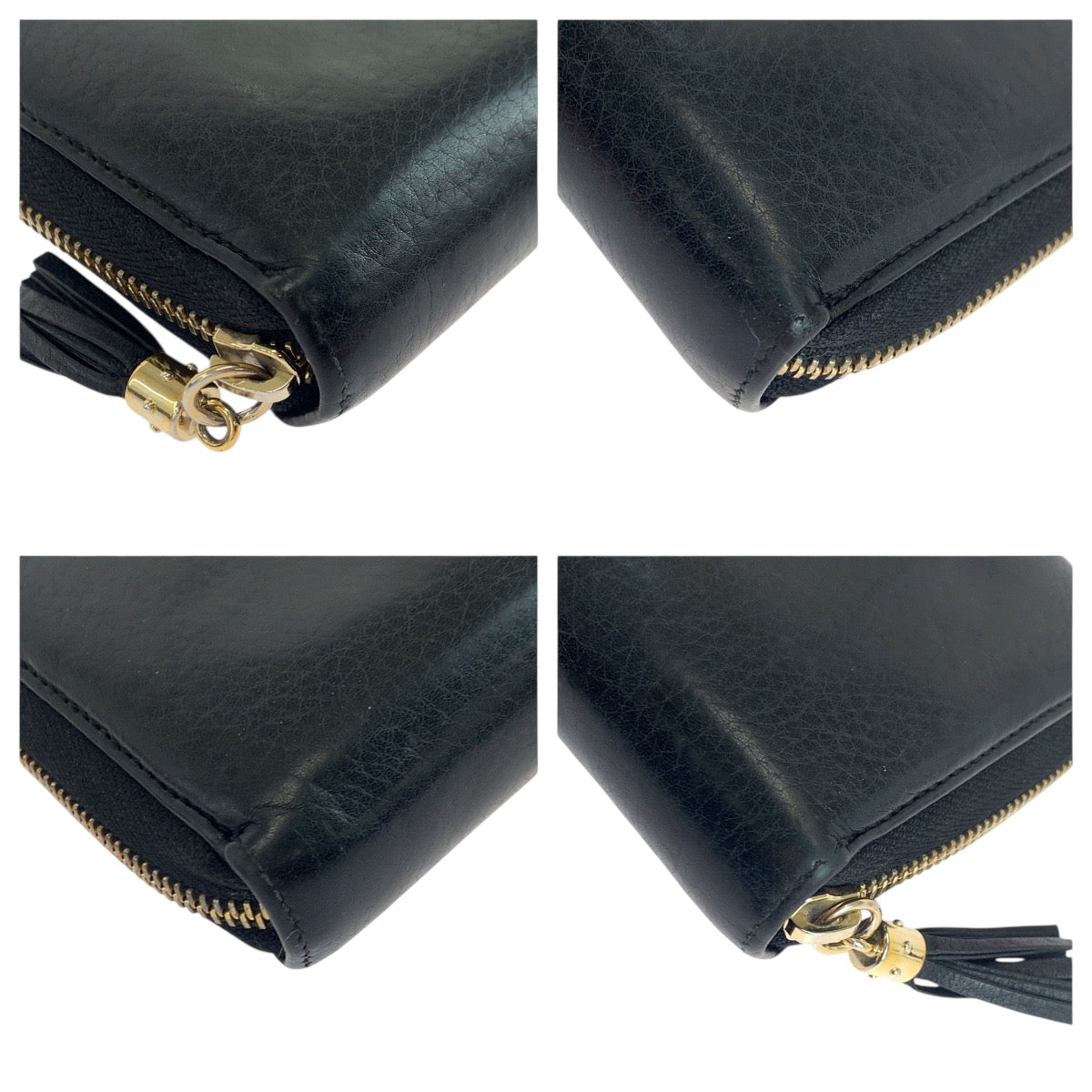 GUCCI Long Wallet Purse 308280 leather black Soho Interlocking