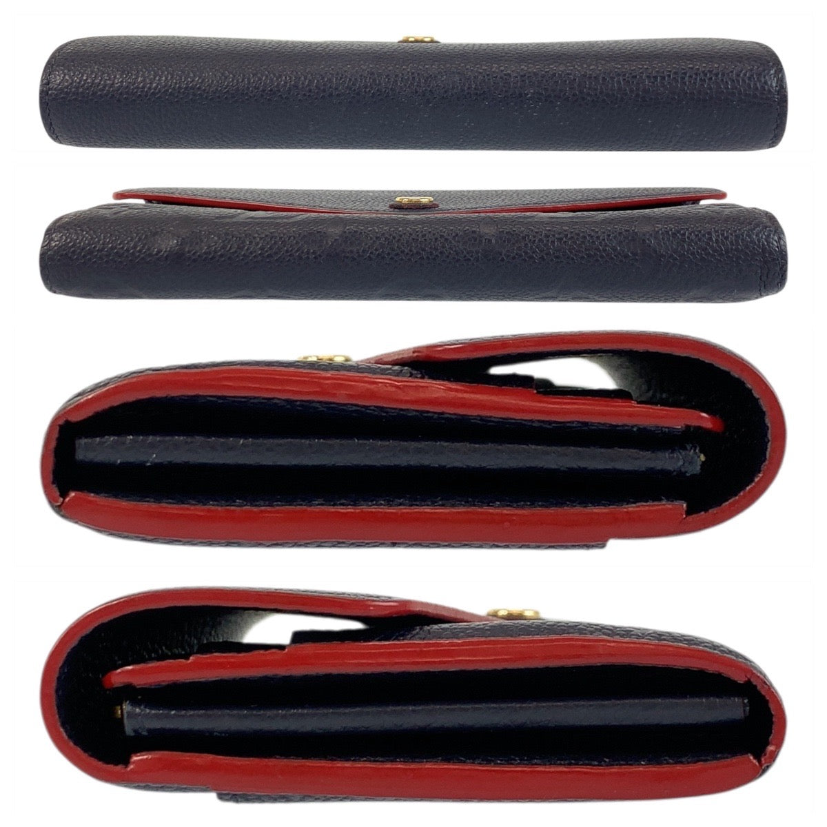 LOUIS VUITTON Long Wallet Purse M62125 leather Navy Gold Metal Long Wallet Purse Monogram Unplant Portefeuille Sarah Women Used Authentic