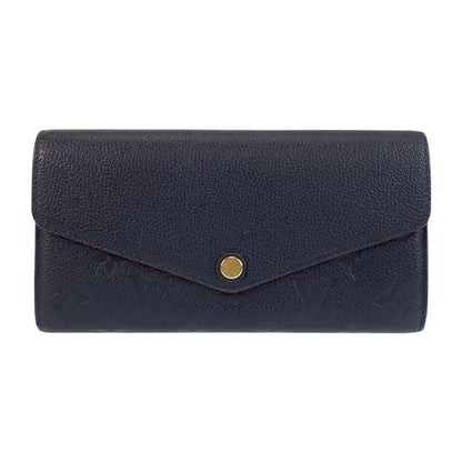 LOUIS VUITTON Long Wallet Purse M62125 leather Navy Gold Metal Long Wallet Purse Monogram Unplant Portefeuille Sarah Women Used Authentic