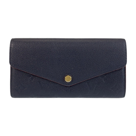 LOUIS VUITTON Long Wallet Purse M62125 leather Navy Gold Metal Long Wallet Purse Monogram Unplant Portefeuille Sarah Women Used Authentic