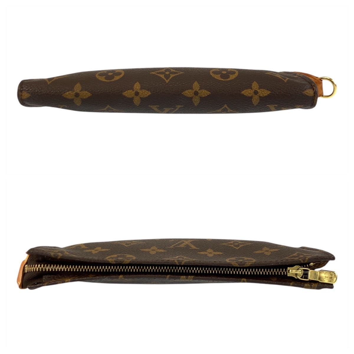 LOUIS VUITTON Pouch M51970 PVC Brown Gold Metal Pouch pouch Monogram Pochette Compact Tool Women Used Authentic