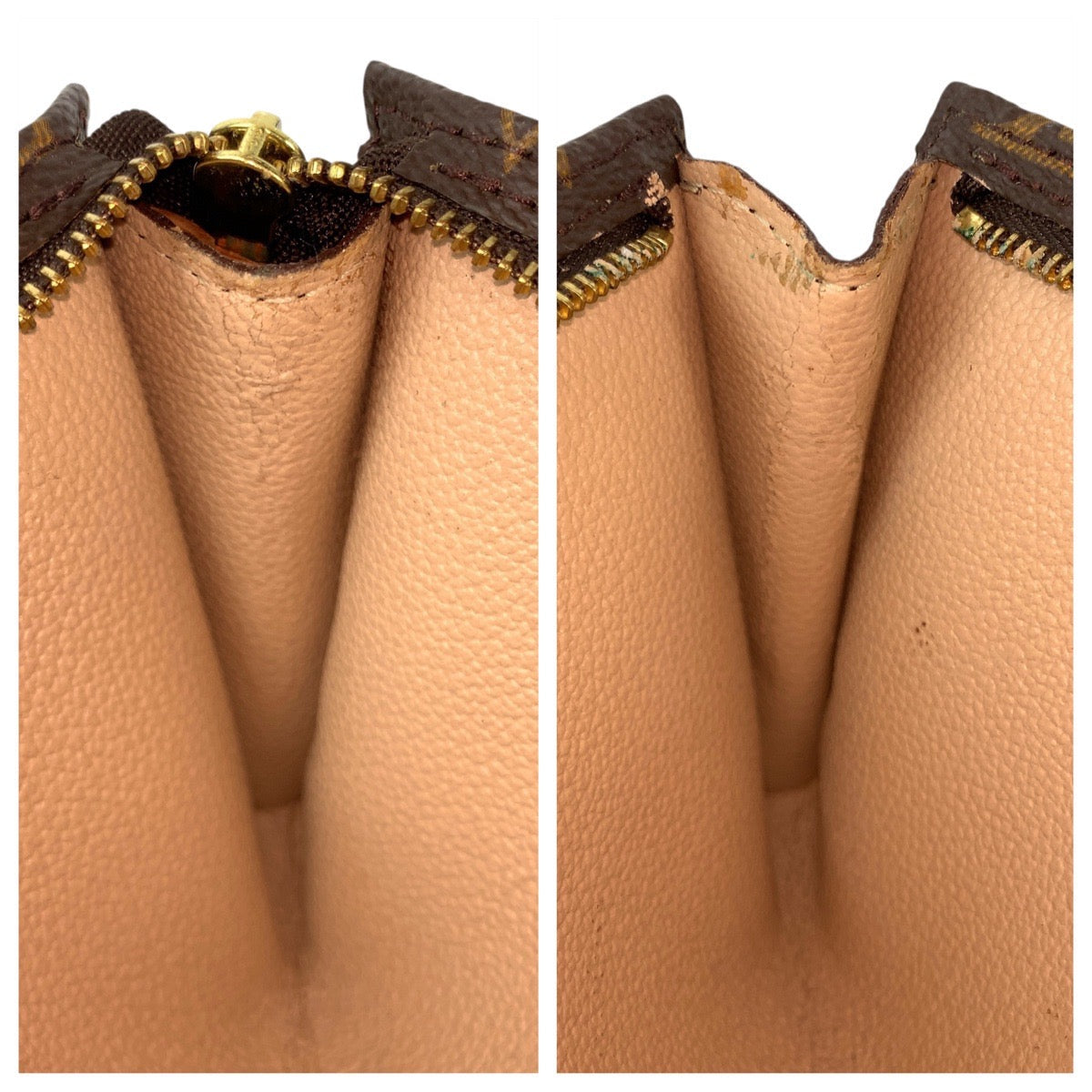 LOUIS VUITTON Pouch M51970 PVC Brown Gold Metal Pouch pouch Monogram Pochette Compact Tool Women Used Authentic