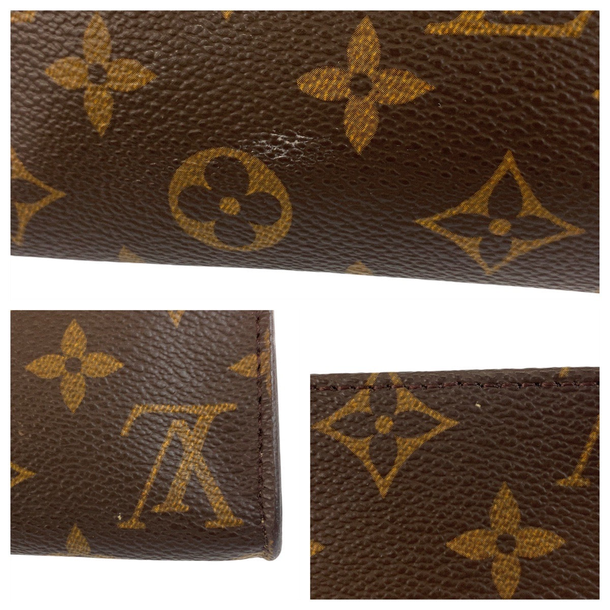 LOUIS VUITTON Pouch M51970 PVC Brown Gold Metal Pouch pouch Monogram Pochette Compact Tool Women Used Authentic