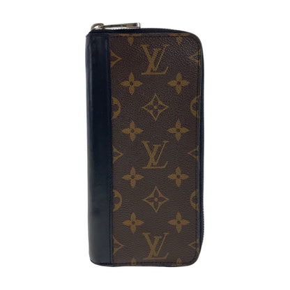 LOUIS VUITTON Long Wallet Purse M60109 PVC, Leather Brown Black SilverMetal Long Wallet Purse Monogram macacer Zippy Wallet Vertical mens Used Authentic