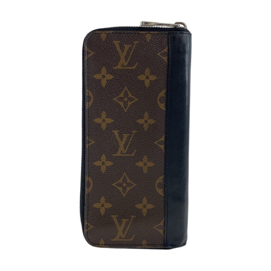 LOUIS VUITTON Long Wallet Purse M60109 PVC, Leather Brown Black SilverMetal Long Wallet Purse Monogram macacer Zippy Wallet Vertical mens Used Authentic