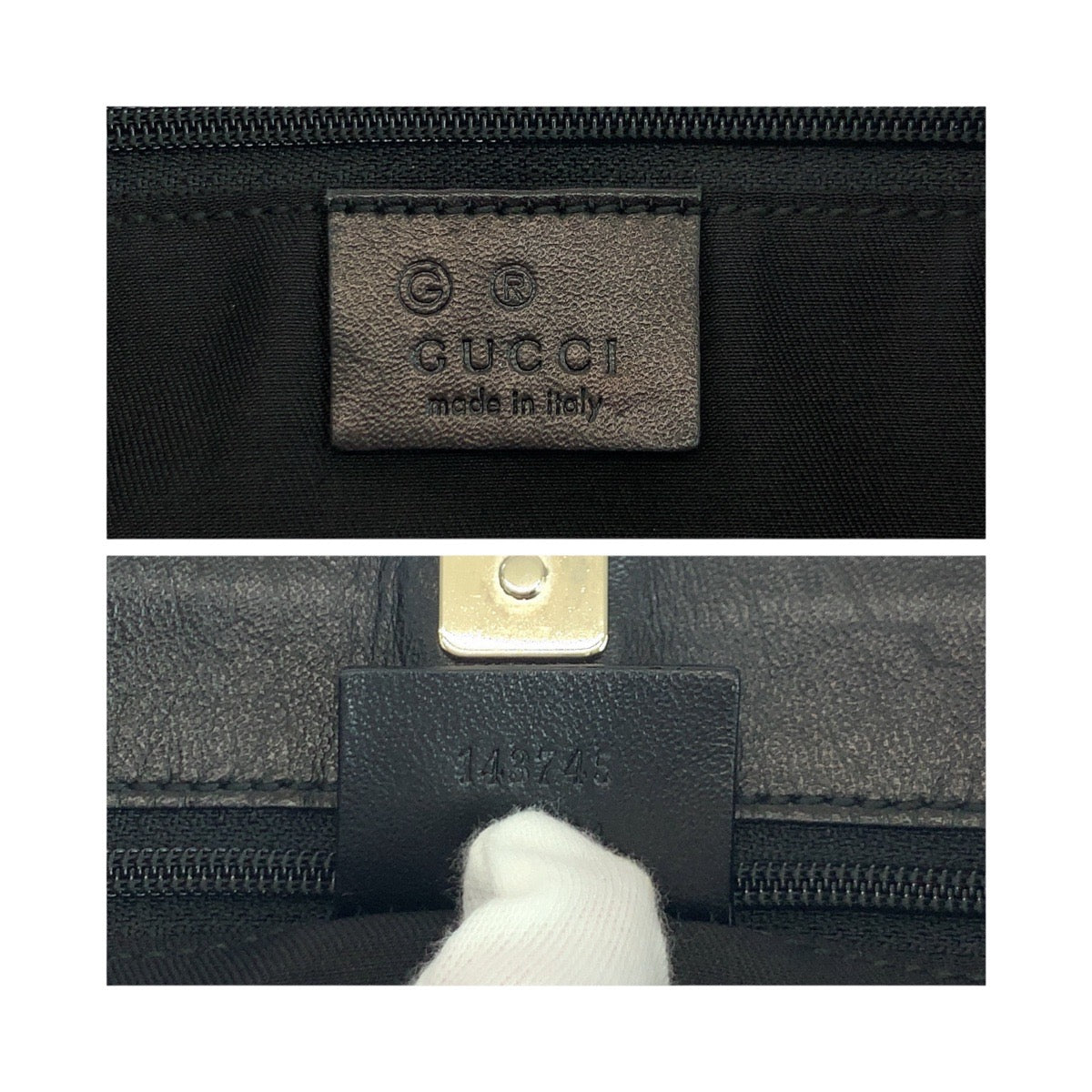 GUCCI Shoulder Bag 148754 Nylon Black Silver Metal