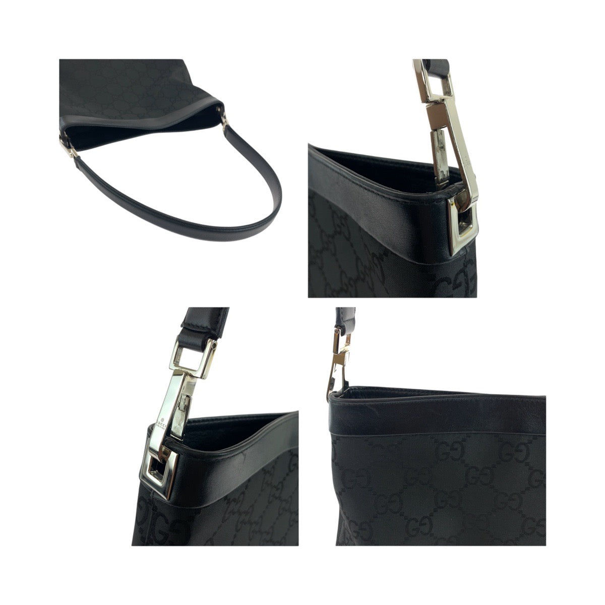 GUCCI Shoulder Bag 148754 Nylon Black Silver Metal