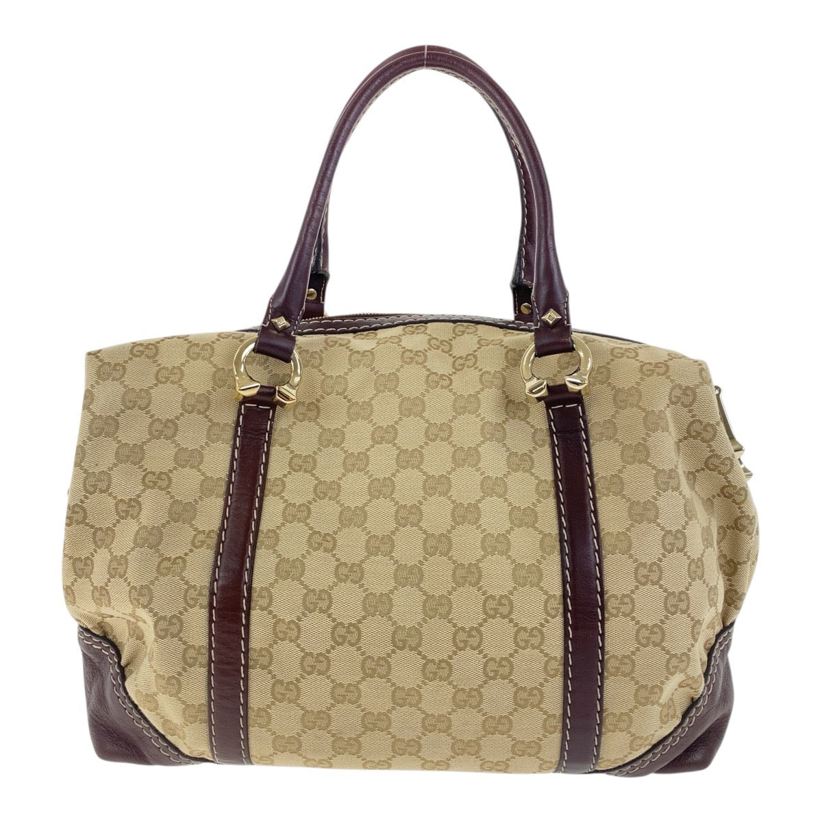 GUCCI Handbag 189892 GG canvas Beige Brown Gold Metal