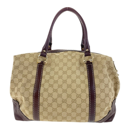 GUCCI Handbag 189892 GG canvas Beige Brown Gold Metal