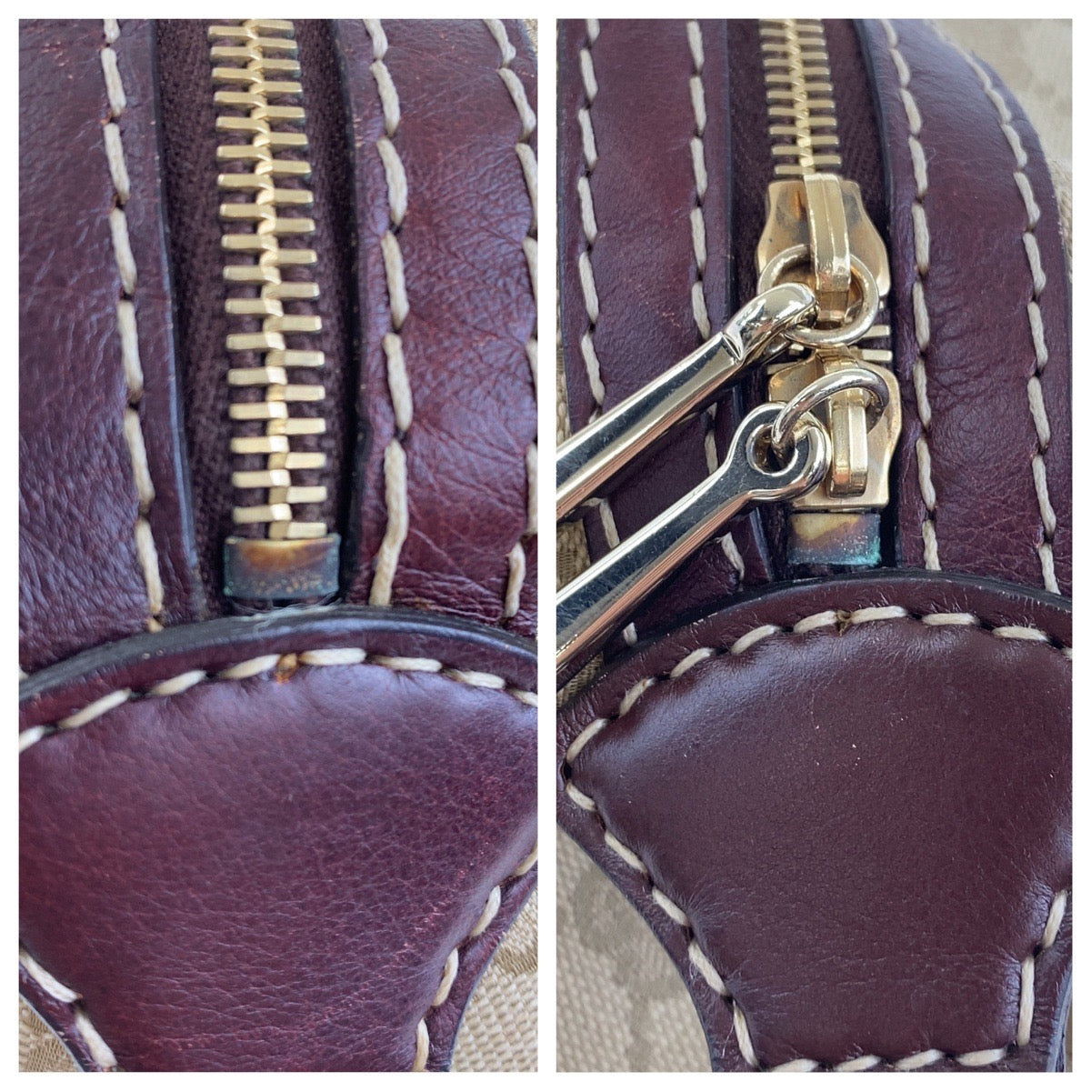 GUCCI Handbag 189892 GG canvas Beige Brown Gold Metal