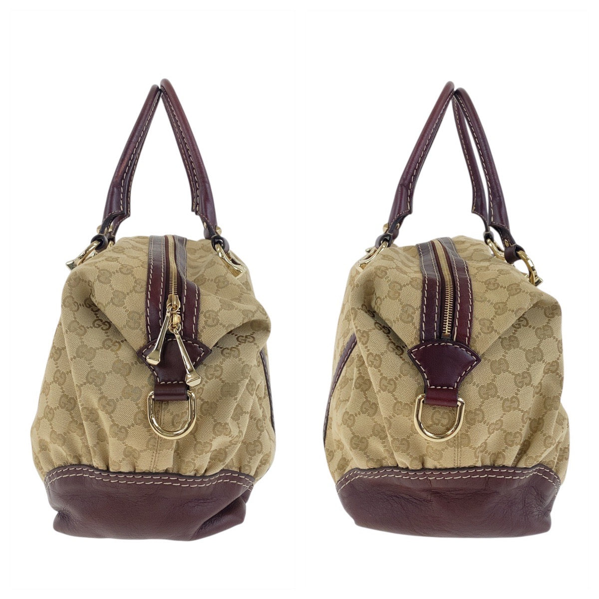 GUCCI Handbag 189892 GG canvas Beige Brown Gold Metal
